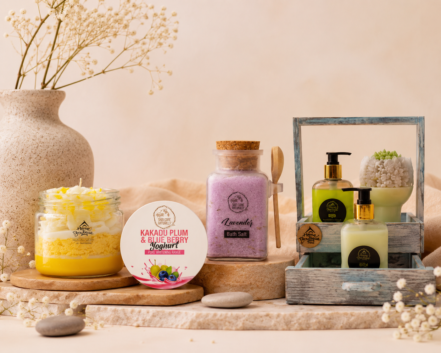 Candles and Skincare Routine layout